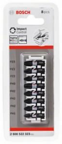 BOSCH Juego de puntas para tornillos Impact Control, 8 piezas, 1×PH1;3×PH2;1×PH3;2×PZ2;1×PZ3 2608522323