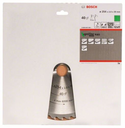 BOSCH Hoja de sierra Optiline Madera 254 x 30 x 2,0 mm, 40 2608640438