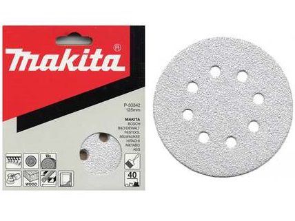 MAKITA papel de lija Velcro 125 mm 8 agujeros K320, 50 uds P-37459