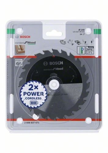 BOSCH Hoja de sierra para sierras inalámbricas; Estándar para Madera 140x20x1.5/1.0x24T 2608837671