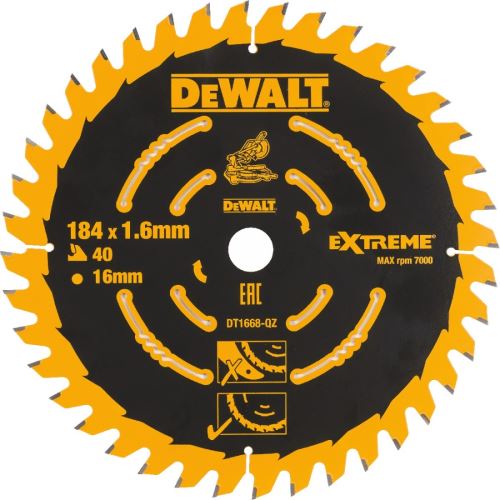 DeWALT Hoja de sierra EXTREME, 184 x 16 mm, 40 dientes DT1668