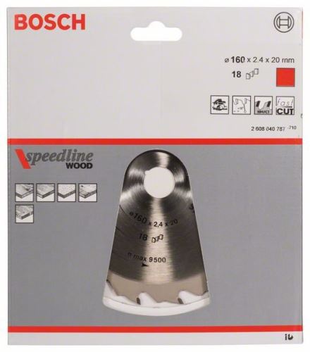 BOSCH Hoja de sierra Speedline Madera 160 x 20 x 2,2 mm, 18 2608640787