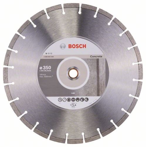 BOSCH Disco de corte de diamante Estándar para hormigón 350 x 20/25,40 x 2,8 x 10 mm 2608602544