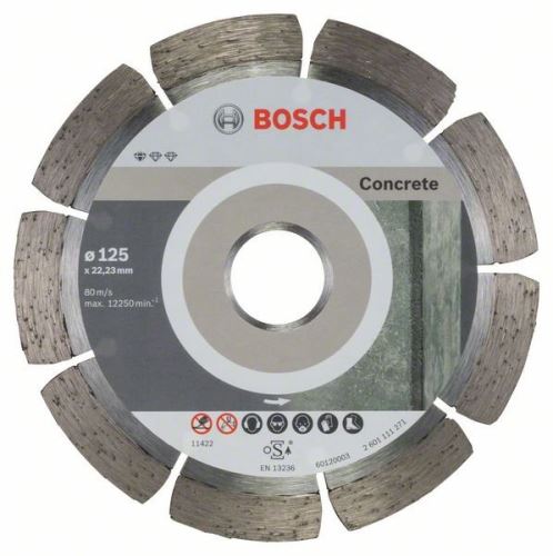 BOSCH Disco de corte de diamante Estándar para hormigón 125 x 22,23 x 1,6 x 10 mm (10 piezas) 2608603240