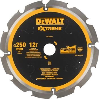 Hoja de sierra DeWALT para fibrocemento y tableros laminados, 250 x 30 mm, 12 dientes DT1474