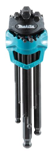 MAKITA juego de destornilladores angulares (hexagonales) con cabeza esférica 1,5/2/2/5/3/4/5/6/8/10 mm, 9 piezas B-65894