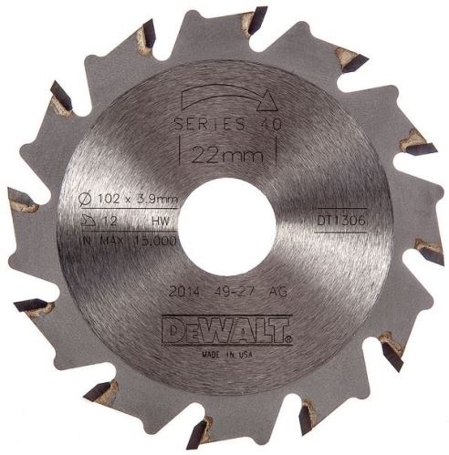 Disco DeWALT (para cepilladora DW682K) 105 x 22 mm, 12 dientes DT1306