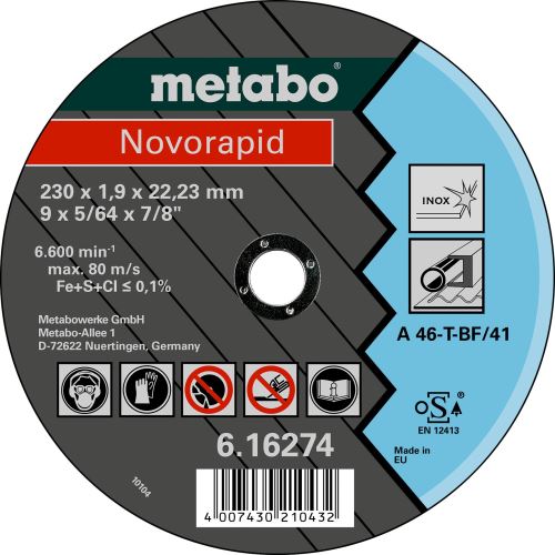 METABO Disco de corte -NOVORAPID Inox 115x1,0x22,23 616270000