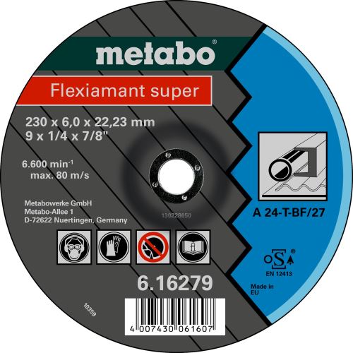 METABO Muela abrasiva - acero, (10 piezas) 180x6x22,2 mm recta 616277000