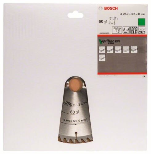 BOSCH Hoja de sierra Optiline Madera 250 x 30 x 3,2 mm, 60 2608640665