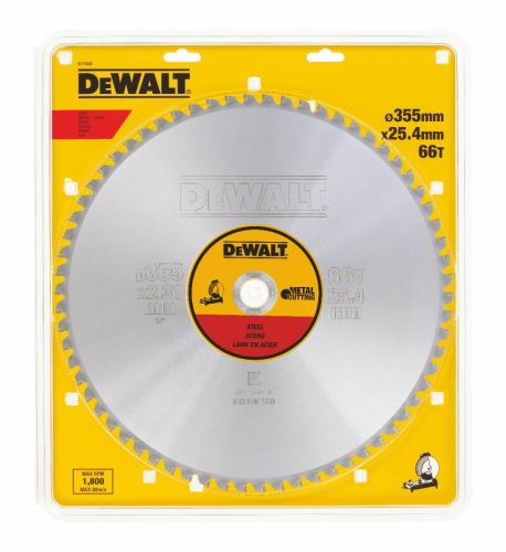 Hoja de sierra para corte de acero DeWALT 355 x 25,4 mm 66 dientes DT1926