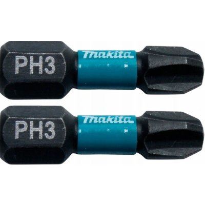 MAKITA punta de torsión 1/4" IMPACT NEGRO PH3, 25 mm 2 piezas B-63622