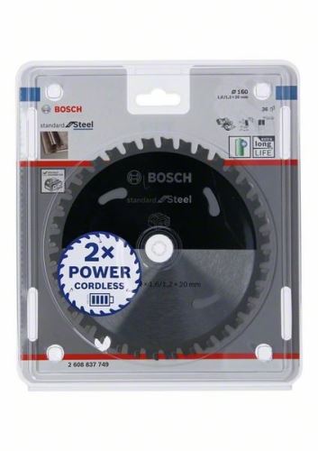 BOSCH Hoja de sierra para sierras inalámbricas; Estándar para Acero 160x20x1.6/1.2x36T 2608837749