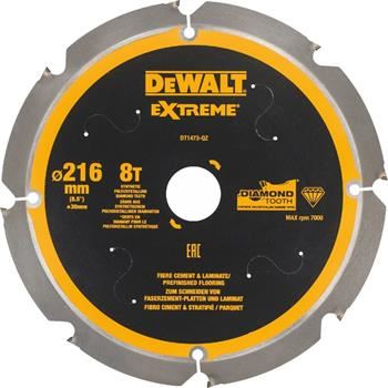 Hoja de sierra DeWALT para fibrocemento y tableros laminados, 216 x 30 mm, 8 dientes DT1473