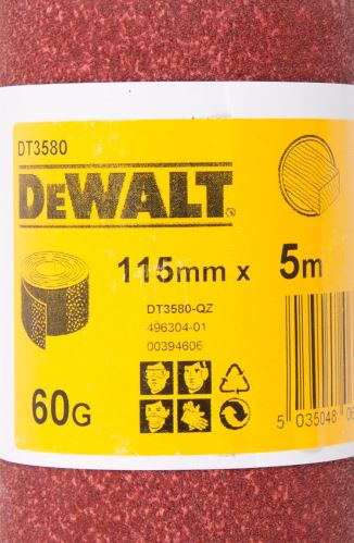 Rollo de papel de lija DeWALT 5 mx 115 mm, P60 DT3580