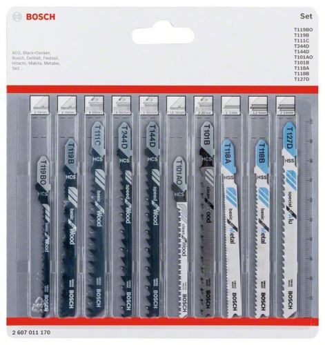 BOSCH Juego de 10 hojas de sierra para sierra alternativa Madera+Metal 2607011170