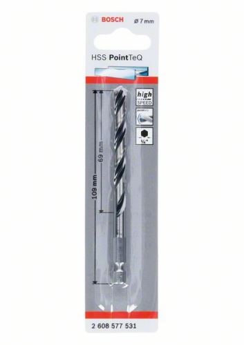 BOSCH Broca para metal HSS PointTeQ HEX con vástago de 6 puntas; 7,0 mm (5 piezas) 2608577531