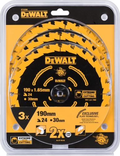 Juego de hojas de sierra DeWALT (DT10304) 190 x 30 mm, 24 dientes (3 piezas) DT10399