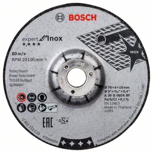 BOSCH Muela abrasiva 76 × 4 × 10 mm, 2 uds., Expert para INOX A 30 Q INOX BF; 76 mm; 4 mm; 10mm 2608601705