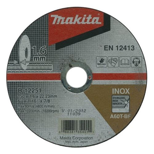 Disco de corte MAKITA acero inoxidable 115x1,6x22 mm B-45755