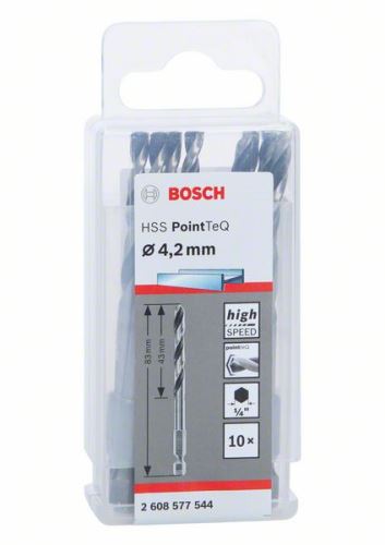 BOSCH Broca para metal HSS PointTeQ HEX con vástago de 6 puntas; 4,2mm 2608577544