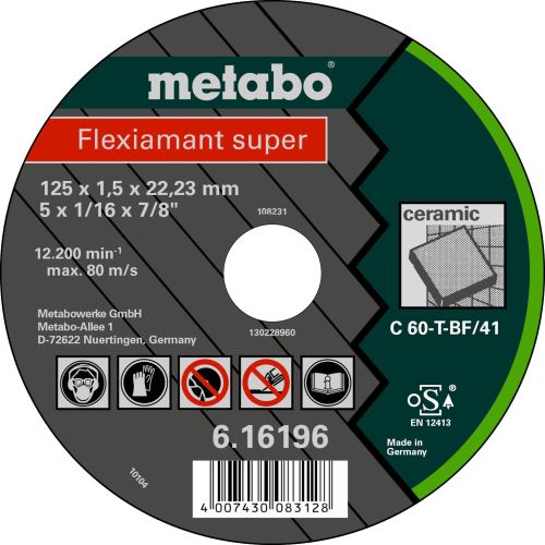 METABO Disco de corte - piedra-FLEXISUPER 125x1.0x22.2 616196000