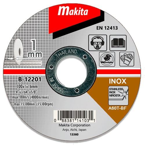 Disco de corte MAKITA acero inoxidable 100x1,0x16 mm D-65947