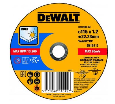 DeWALT Disco de corte para acero inoxidable 115 x 22,2 x 1,2 mm DT43903