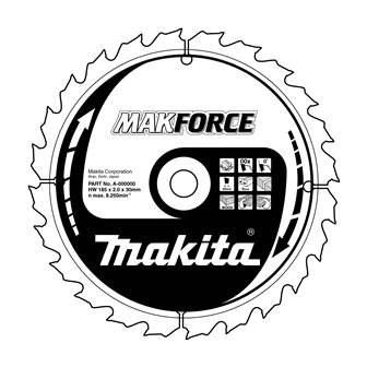 Hoja de sierra para madera MAKITA MAKFORCE 355x3x30 mm 60 dientes B-08545