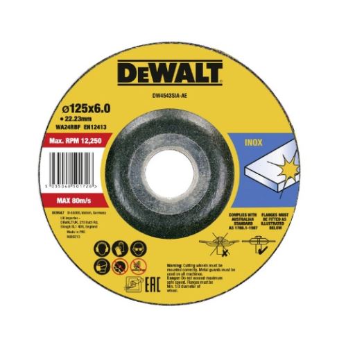 DeWALT Disco de corte de acero inoxidable 125 x 6 x 22,23 mm DW4543SIA