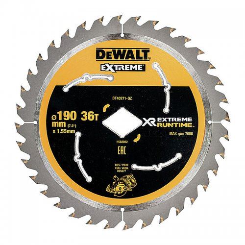 Hoja de sierra DeWALT 190 mm, 36 dientes para sierras inalámbricas DT40271 DT40271