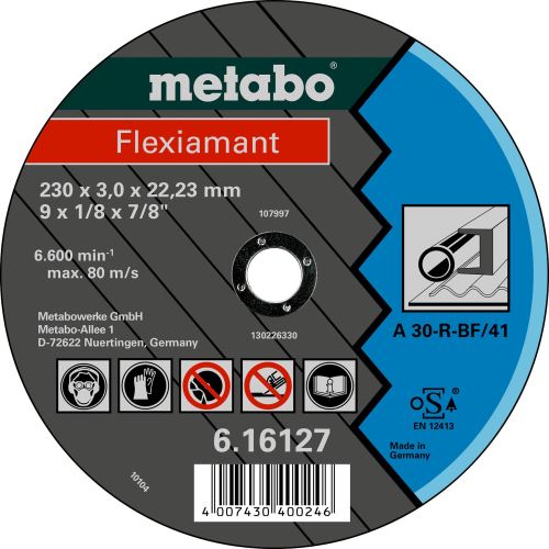 METABO Disco de corte - acero-FLEXIAMANT 180x3,0x22,2 recto 616123000