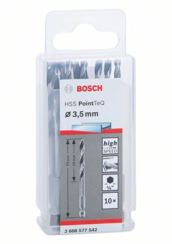 BOSCH Broca para metal HSS PointTeQ HEX con vástago de 6 puntas; 3,5mm 2608577542