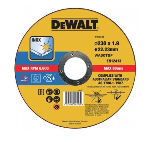 Disco de corte DeWALT 230 x 22,2 x 1,9 mm DT43909