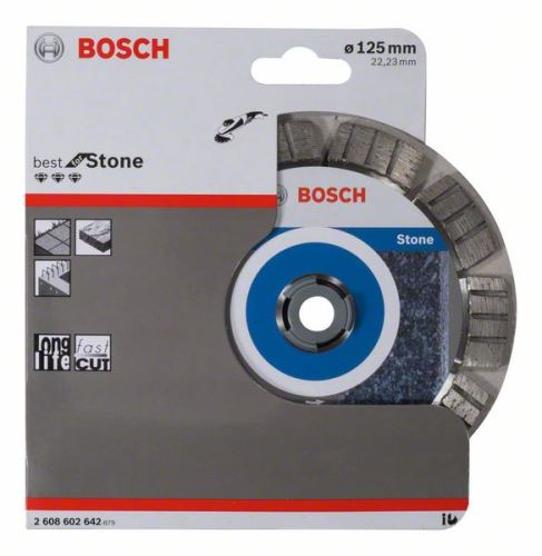 BOSCH Disco de corte de diamante Best for Stone 125 x 22,23 x 2,2 x 12 mm 2608602642