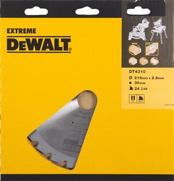 Hoja de sierra para corte de madera DeWALT para sierras circulares, 216 x 30 mm, 24 dientes DT4310