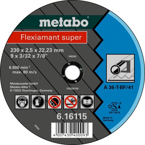 METABO Disco de corte - acero, chapa-FLEXI 230x2,5x22,2 616115000