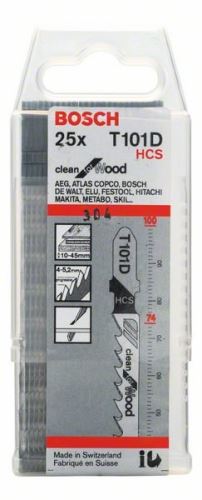 BOSCH Hoja de sierra para sierra alternativa T 101 D Clean for Wood (100 uds) 2608637877