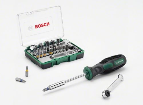 BOSCH Juego carraca 27 piezas + destornillador manual 2607017331