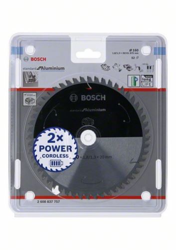 BOSCH Hoja de sierra para sierras inalámbricas; Estándar para Aluminio 160x20/15.875x1.8/1.3x52T 2608837757