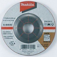 Disco abrasivo MAKITA acero inoxidable 115x6x22,23 mm A-80640