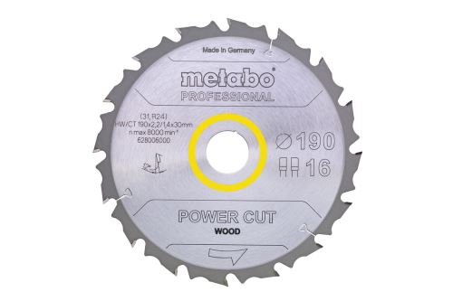 METABO Hoja de sierra HW/CT 210 x 30 mm, 16 dientes 628007000