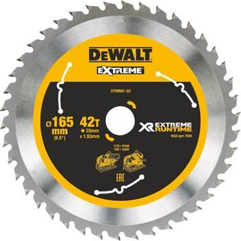 Hoja de sierra DeWALT (ideal para sierras FLEXVOLT) 165 x 20 mm, 42 dientes DT99561