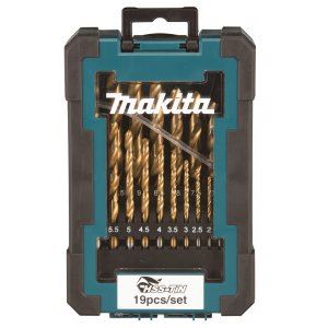 Juego de brocas para metal MAKITA HSS-TiN 1-10 mm (0,5 mm cada una), 19 piezas, paquete de 10 piezas D-72229-10