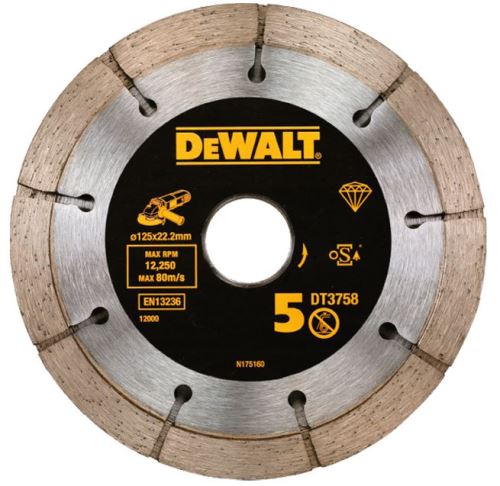 Disco de ranurado de diamante DeWALT, doble, 125 mm (altura del segmento 6,3 mm) DT3758