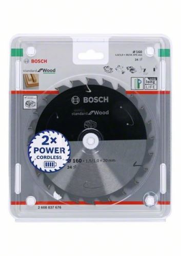 BOSCH Hoja de sierra para sierras inalámbricas; Estándar para Madera 160x20/15.875x1.5/1.0x24T 2608837676