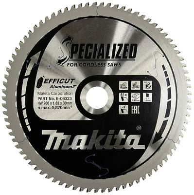 MAKITA hoja de sierra aluminio Efficut 260x1,85x30 mm 81 dientes E-06323