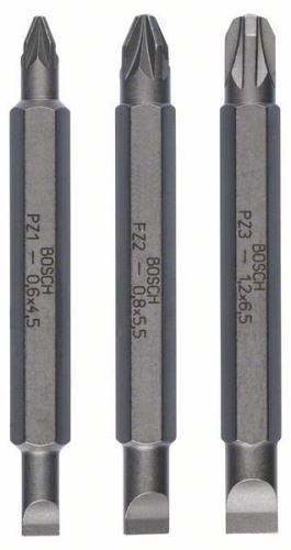 BOSCH Juego de 3 cuchillas de doble cara PH1, PZ1, S 0,6x4,5; PH2, PZ2, S 1,0x5,5; 60mm 2607001745