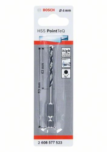 BOSCH Broca para metal HSS PointTeQ HEX con vástago de 6 puntas; 4,0 mm (5 unidades) 2608577523