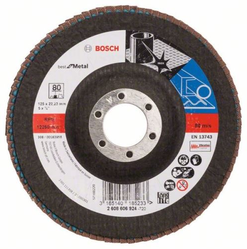 BOSCH Muela abrasiva de láminas X571, Best for Metal D = 125 mm; G = 80, refractado 2608606924